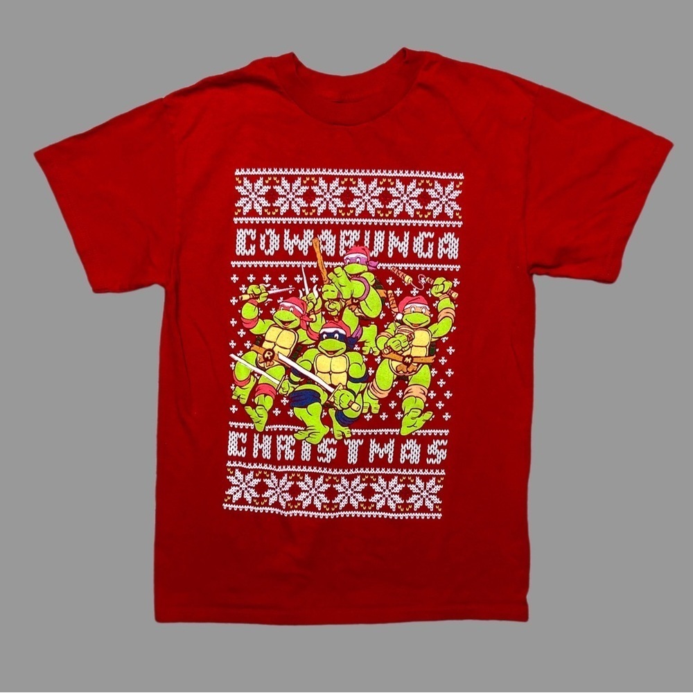 💜 M 💜 Christmas Xmas Ugly Shirt Nostalgia Teenage Mutant Ninja Turtles